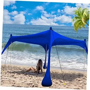 Beach Tent Pop Up Shade 10x10ft Beach Canopy Sun Shelter UPF50+ with 4 - Picture 1 of 7