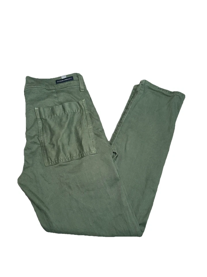 Citizens of Humanity 25 Leah Army Green Mid Rise Cropped Carpenter Pants - Image 1 of 4