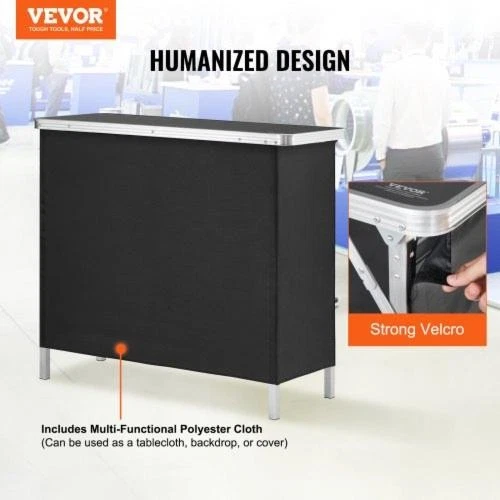 VEVOR Folding Portable Bar Table Tradeshow Podium Table for Indoor Outdoor Pa