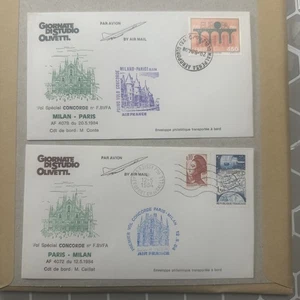 AIR FRANCE CONCORDE. 2 COVERS + INSERTS.FIRST FLIGHT,PARIS TO MILAN AND RETURN - Picture 1 of 6