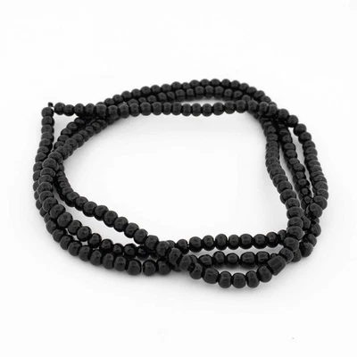 Glasperlen 3 mm Schwarz – 1 Strang ca. 195 Perlen, Loch 1,0 mm, gefärbt - Bild 1 von 4