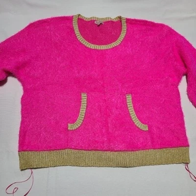 Juicy Couture женщин Hot розовое золото пушистые ресницы вязаный свитер sz очень большой - Изображение 1 из 4