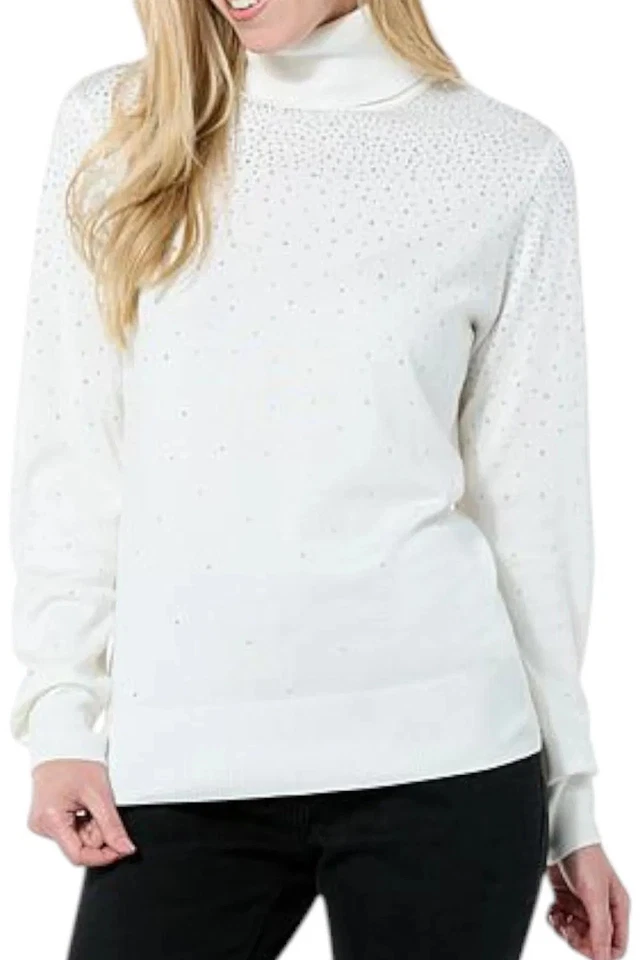 Suéter para mujer Jaclyn Smith de estrás tejido cuello alto garceta Foto 1 de 1