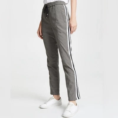 Pantalones Rebecca Minkoff Nora Pequeños Pata de Gallo Negros Tirar de Rayas Laterales Rectas Foto 1 de 4