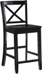 Linon Home Dcor Black X Back Counter Stool, 16" W x Height, - Picture 1 of 12