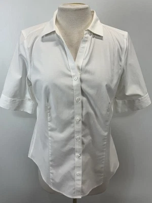 Blusa Top Talbots Abotonada Talla 8 Para Mujer Blanca Resistente a Arrugas Cápsula Crujiente Foto 1 de 4