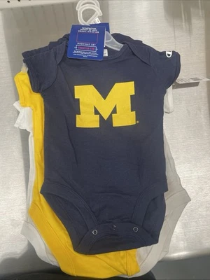 Conjunto Body Michigan Wolverines 18 Meses NCAA Bebé Azul Amarillo Blanco Campeón Foto 1 de 4