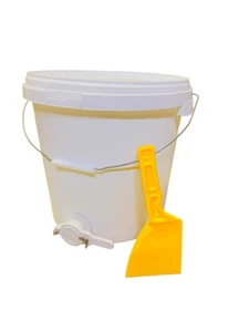 Honig-Absetzbehälter 20 l aus lebensmittelechtem Polypropylen mit Honigschaber - Bild 1 von 3