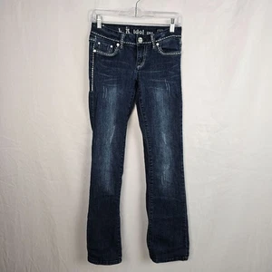 L.A. Idol USA Jeans Juniors 3 Blue Dark Wash Rhinestones Slight Distressed - Picture 1 of 19