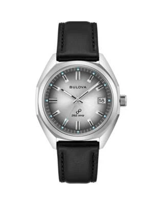 Bulova Classic Jet Star Black Leather Strap Grey Dial Watch 96B414 — 第 1/3 张图片