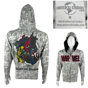 Marvel Mens Medium Hoodie Sweatshirt Full Zip All Over Print Vintage Universal - Picture 1 of 15