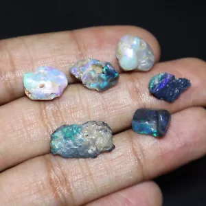 6.Pieces 18.00 Carat Natural Australian Opal Black Lightning Ridge Rough Opal - Picture 1 of 6