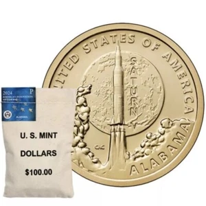 American Innovation $100 Dollar Coin Bag - Alabama Saturn V 2024 - P Mint - Picture 1 of 5