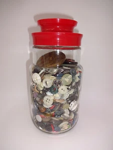 2.7 lbs Mixed Vintage Buttons Lot Anchor Hocking 1776 1976 Glass Jar & Lid #1 - Picture 1 of 5