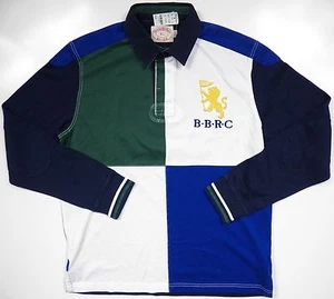 BROOKS BROTHERS NWT MENS XL POLO SWEATER SHIRT BLUE GOLD LION LOGO BLOCK PANEL - Picture 1 of 5