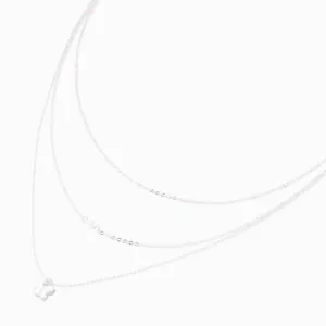 Claire's White Pearl Butterfly Silver Multi-Strand Necklace (G131424-1 LOC. E) - Picture 1 of 5