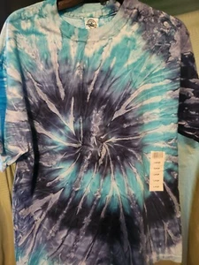 Tie Dye T-Shirt Erwachsene Blautöne Delta Magnum Gewicht Baumwolle Kurzarm - Bild 1 von 3