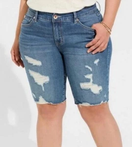 Torrid ~ Distressed Denim Boyfriend Bermuda Shorts ~ Size 20 ~ NWT - Picture 1 of 6