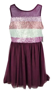 8 Girls Emily West Tutu Sleeveless Party Dress Burgundy Purple Sequin Holiday - Picture 1 of 4