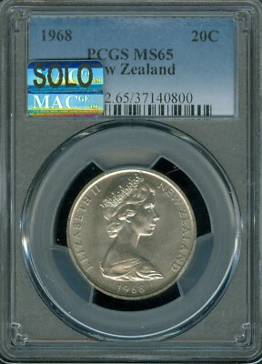 Australia 1968 20 centavos graduación profesional MS65 MAC solo mejor grado * Foto 1 de 2