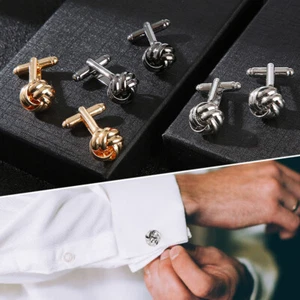Mens Classic Gold Silver Color Cufflinks High Quality Twist Shape Cuff Links. - Picture 1 of 17