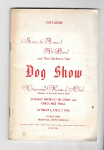 VTG AKC Catalog 16th Annual All Breed Dog Show 1956 Greenville Kennel Club SC - Picture 1 of 2