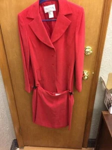 Hugo Buscati Collection Size 8 Women's Red Dress Coat And Short Skirt SILK A282 - Picture 1 of 12