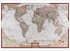 66"x96" - Large Self-Adhesive Vintage World Map Wall Mural Wallpaper - Picture 1 of 4