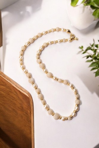 Collana Spiaggia Lunga Givenchy Finta Perla Turbine Marmo Perla Finta Firmata Tono Oro