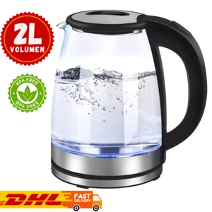 2,0L Glaswasserkocher LED Edelstahl Teekocher BPA frei Wasserkocher Glas - Bild 1 von 8