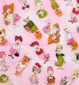 "So Many Ladies" Breast Cancer Awareness LORALIE Quilting Fabric 29x26 +Scraps - Picture 1 of 5