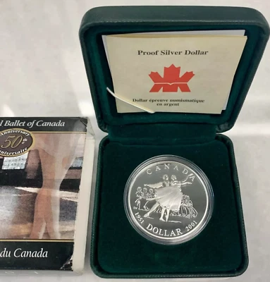 2001 CANADA - DOLLAR - NATIONAL BALLET - 3/4 Oz PROOF SILVER CROWN - RCM w/ COA - Image 1 of 4