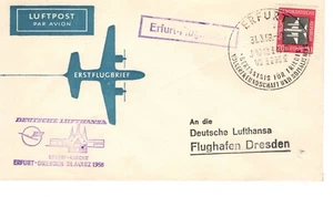 Deutsche Lufthansa Erstflug Erfurt nach Dresden 31.3.1958 - Bild 1 von 2