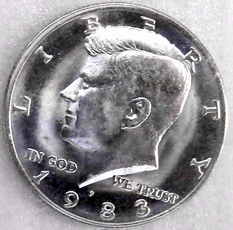 ONE 1983-P KENNEDY HALF DOLLAR, CLEAN, BRIGHT, DETAILED COINS - ALL POSTAGE PAID Cover