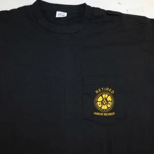 RETIRED IAMAW LABOR UNION MEMBER POCKET TEE T SHIRT Mens L Black - Picture 1 of 3