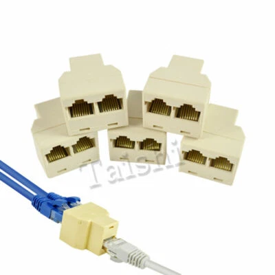 5x RJ45 Adapter Kupplung Ethernet ISDN Splitter Verteiler Kupplung Y Netzwerk LAN - Bild 1 von 4
