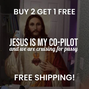 Jesus is my copilot and we're pussy vinyl sticker funny window decal jdm - Bild 1 von 2