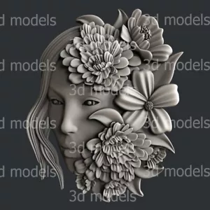 Modelos 3d STL para CNC, Artcam, Aspire, relieve mujer flor - Imagen 1 de 4