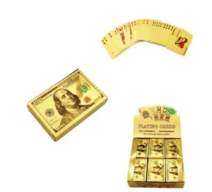 Gold Poker Plastic Playing Cards Waterproof Gift Gold $100 Dollar Poker Card - Picture 1 of 2