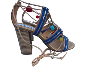 Sandalias Steve Madden Caela Naturales Multi Bomba Hechas en Italia Talla 7 - Imagen 1 de 8