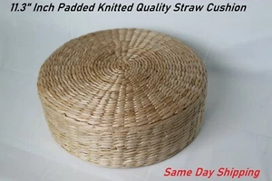 Handcrafted Straw Seat Cushion Hand Woven Round Yoga Tatami Budda Zen Padded NEW - Picture 1 of 1