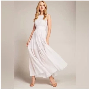NWT Elie Tahari Sage Maxi Dress in White 100% Cotton Lined Size 12 - Picture 1 of 7