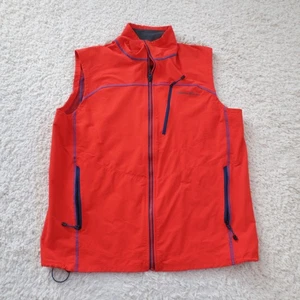 Eddie Bauer Vest Mens Medium Orange First Ascent Softshell Zip Pockets Logo Hike - Picture 1 of 12