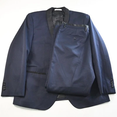 Edge WD NY 42R 36x30 Navy Blue Shawl Slim Mens Jacket Pants Tuxedo - Image 1 of 4