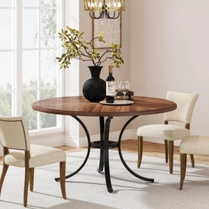 Round Dining Table for 4-6 People, Wood Kitchen Table for - Picture 1 of 5