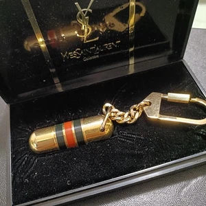 [Exc+4 wz/Box] Yves Saint Laurent YSL Cassandra Pill case Gold/Black Key holder - Picture 1 of 8