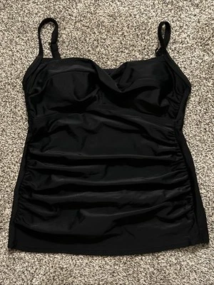 NWOT Merona Adjustable Straps Black Tankini Swim Top Size Medium - Image 1 of 4