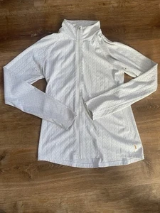 Lucy Tech sportliches Damen-Top mit durchgehendem Reißverschluss weiß Hörknochen Small " - Bild 1 von 10