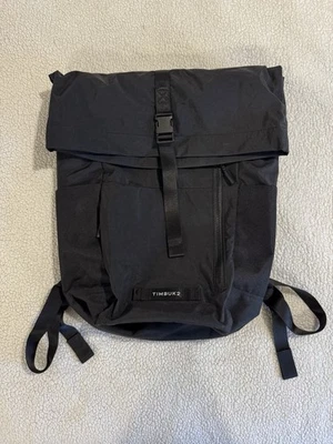 TIMBUK2 Backpack Tuck Pack Black Nylon Roll Top Travel Computer Bag - Image 1 of 4