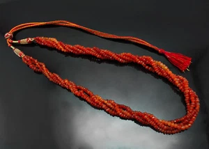 VERY MAGNIFICIENT AAA 268.00 CTS NATURAL FACETED ORANGE CARNELIAN BEADS NECKLACE - Picture 1 of 2
